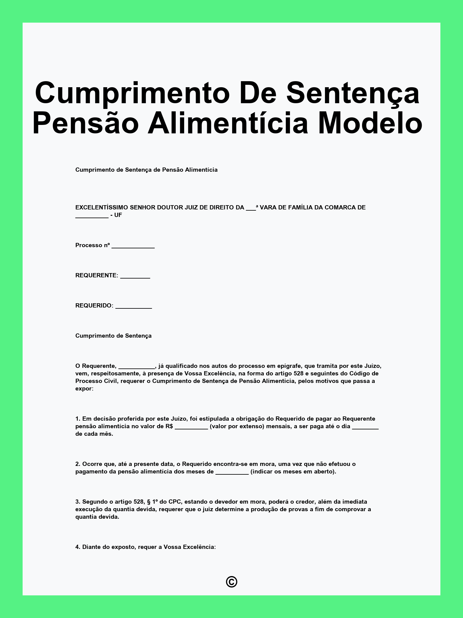 Cumprimento De Sentença Pensão Alimentícia Modelo