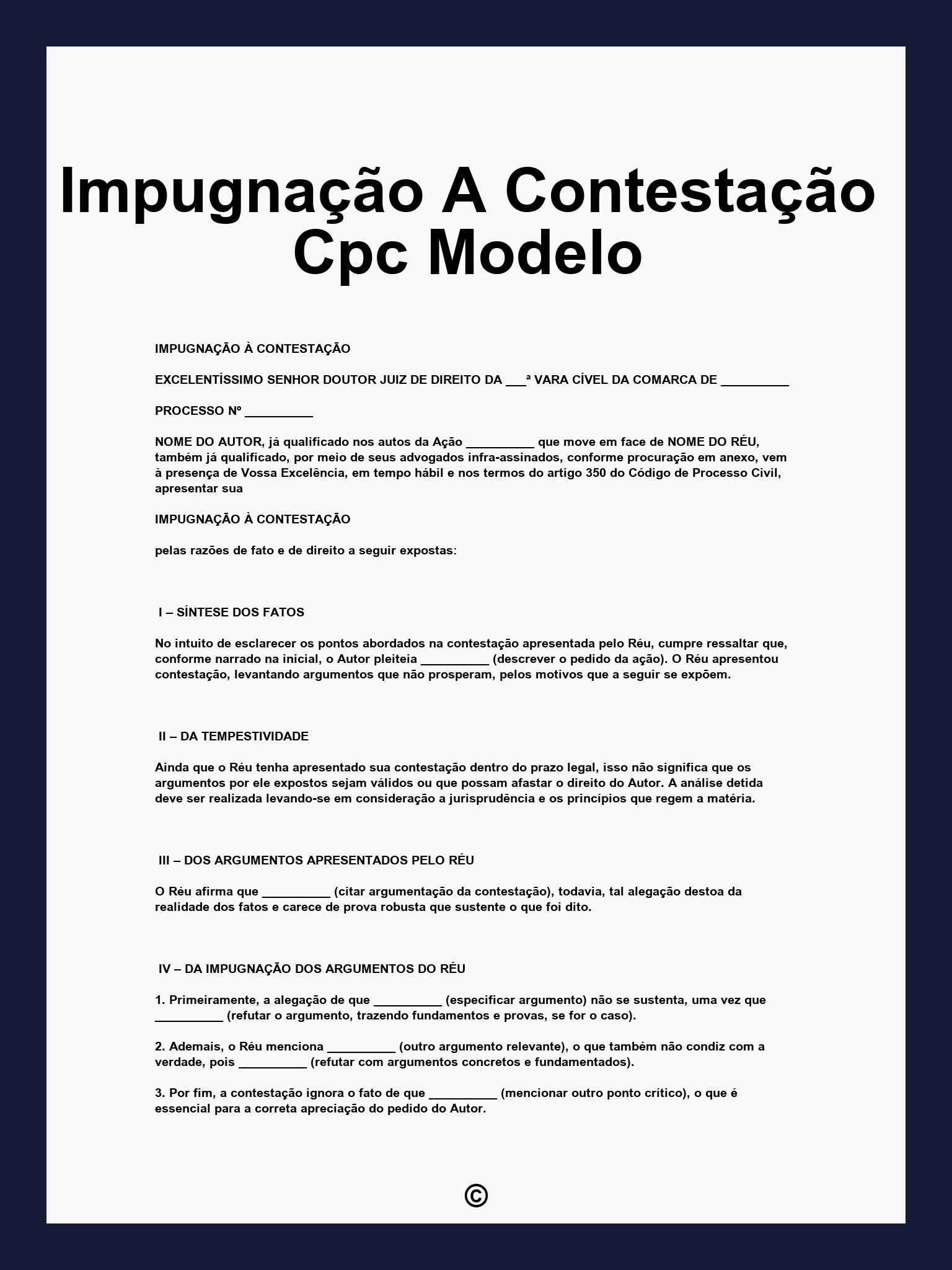 Impugnação A Contestação Cpc Modelo