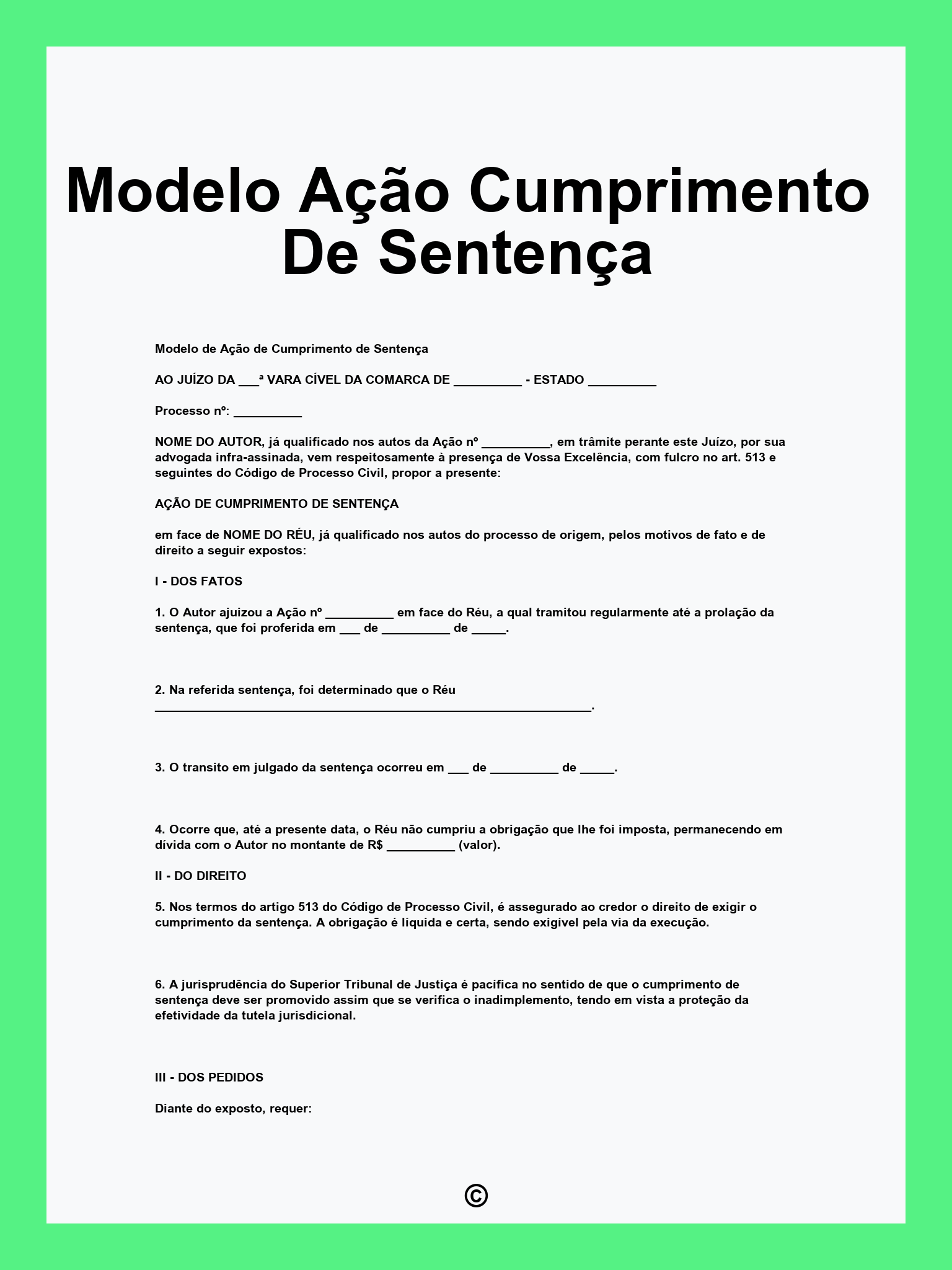 Modelo Ação Cumprimento De Sentença