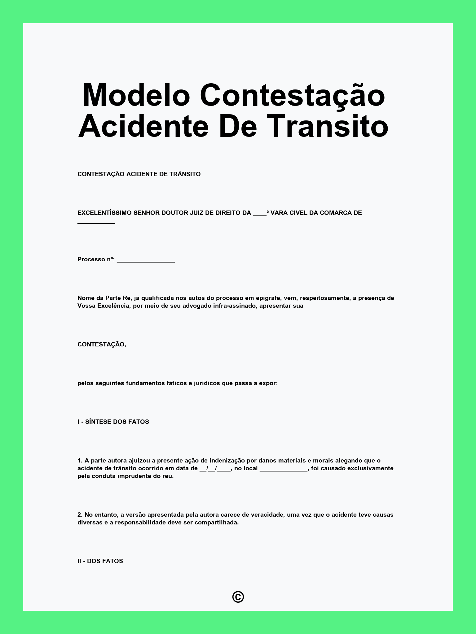 Modelo Contestação Acidente De Transito