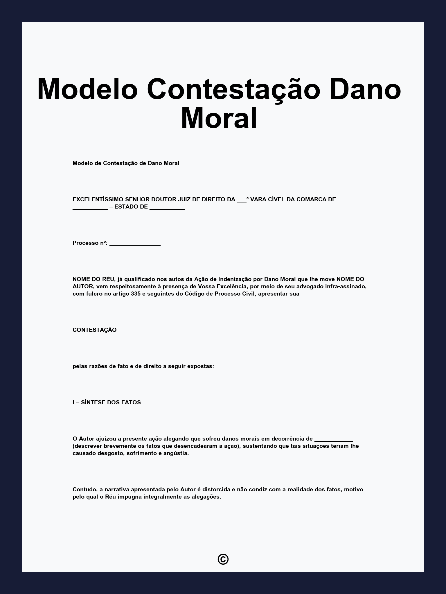 Modelo Contestação Dano Moral