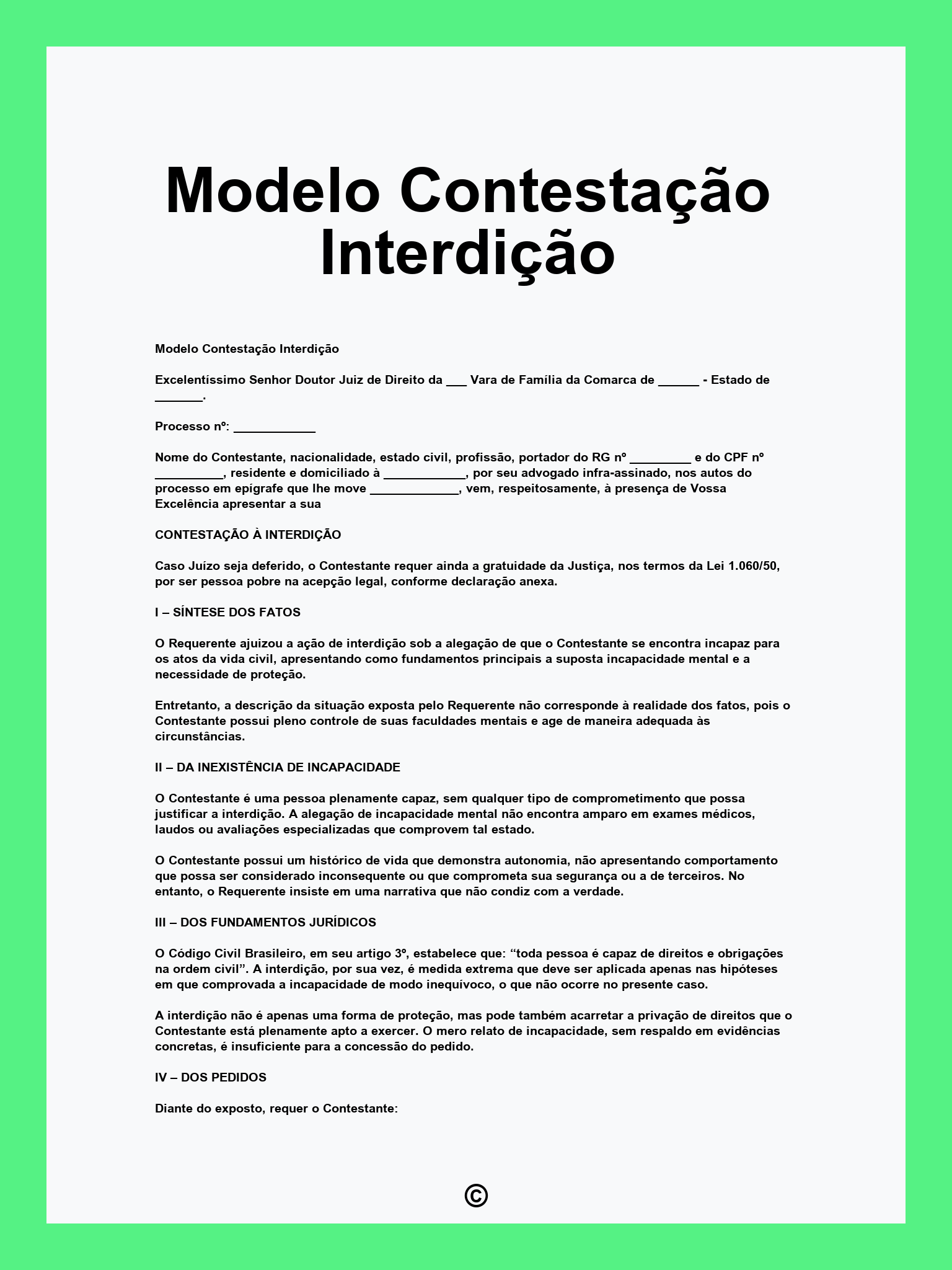 Modelo Contestação Interdição
