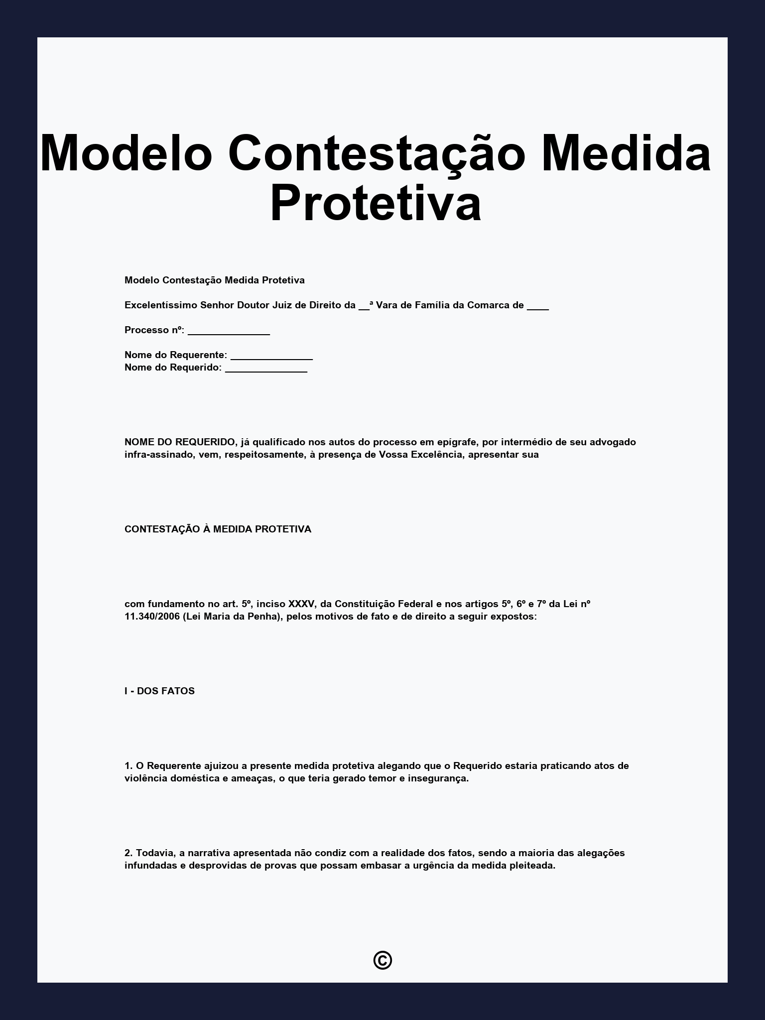 Modelo Contestação Medida Protetiva