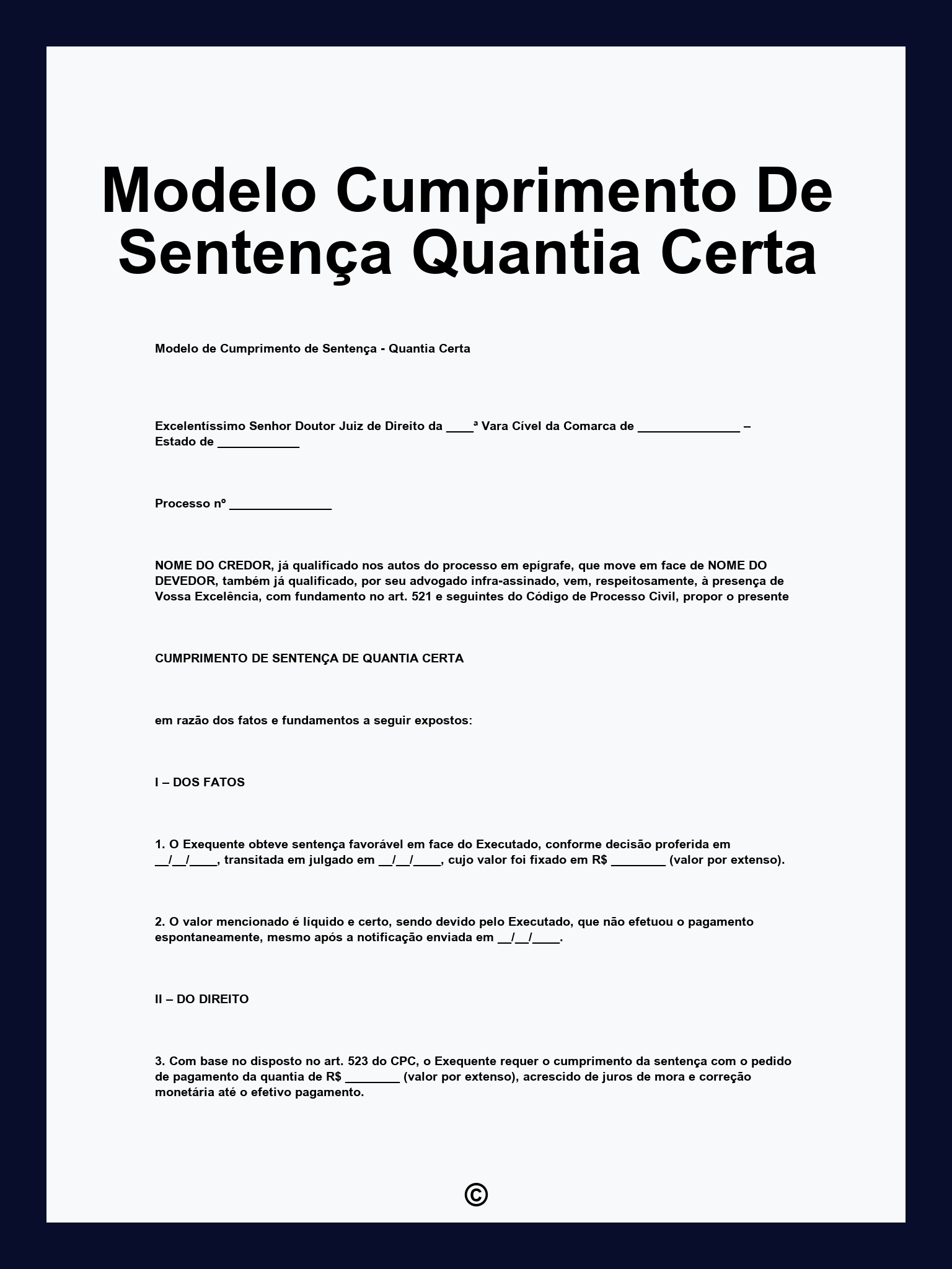 Modelo Cumprimento De Sentença Quantia Certa