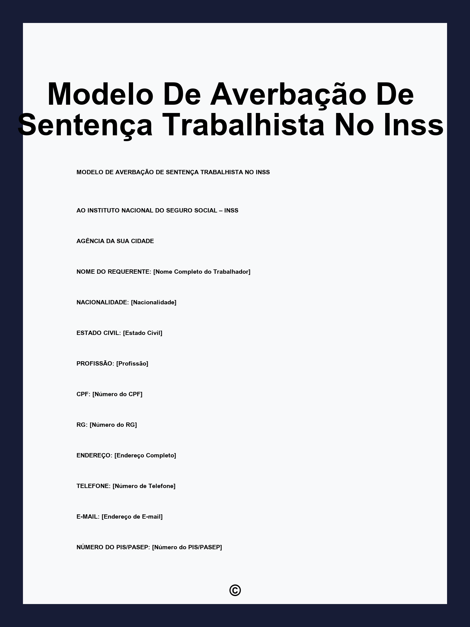 Modelo De Averbação De Sentença Trabalhista No Inss
