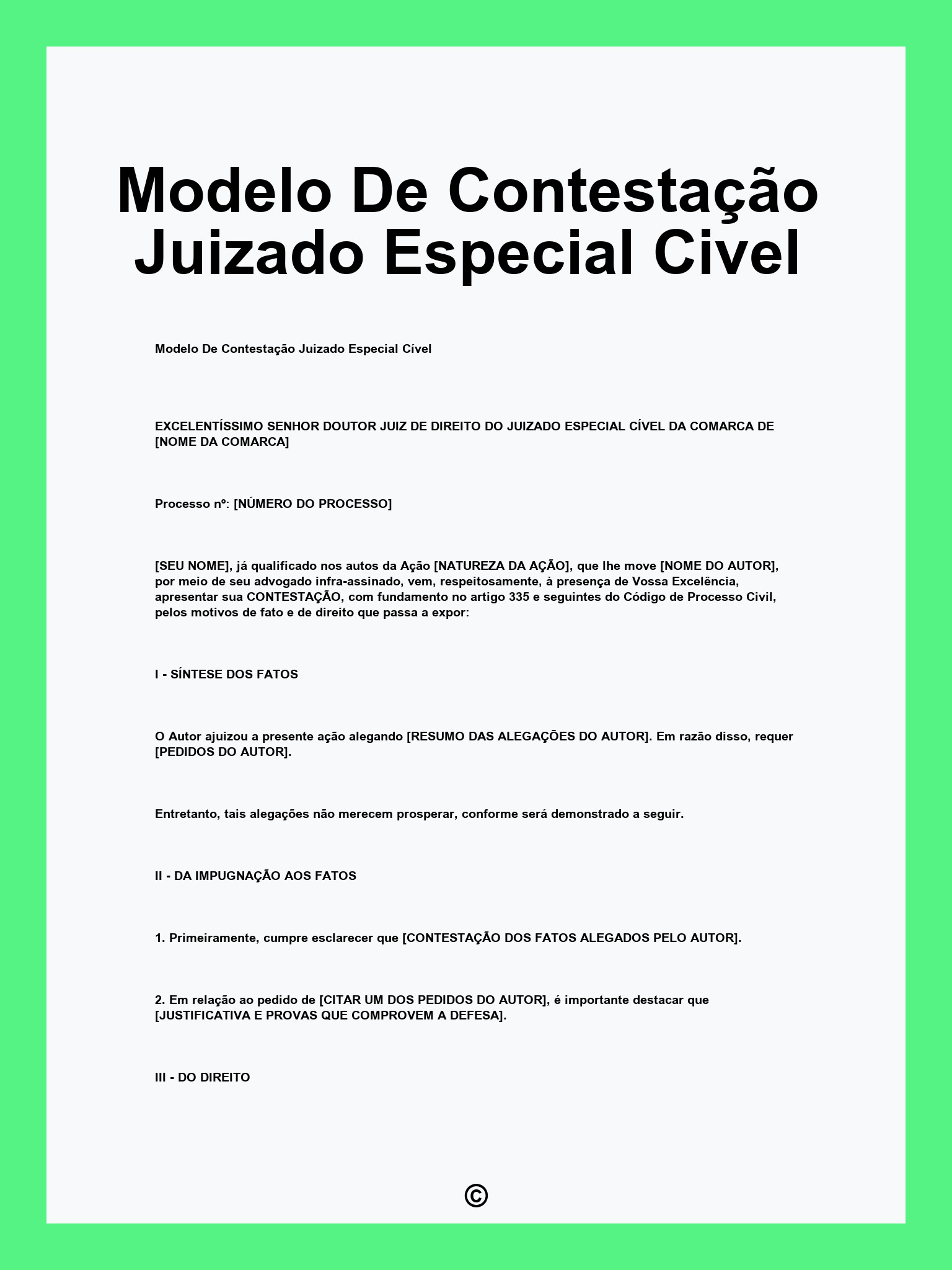 Modelo De Contestação Juizado Especial Civel