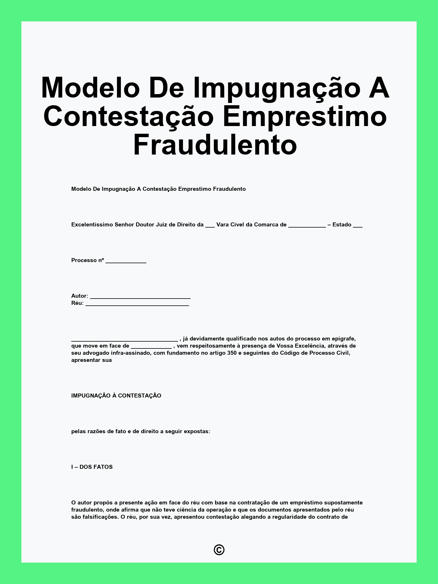 Modelo De Impugnação A Contestação Emprestimo Fraudulento
