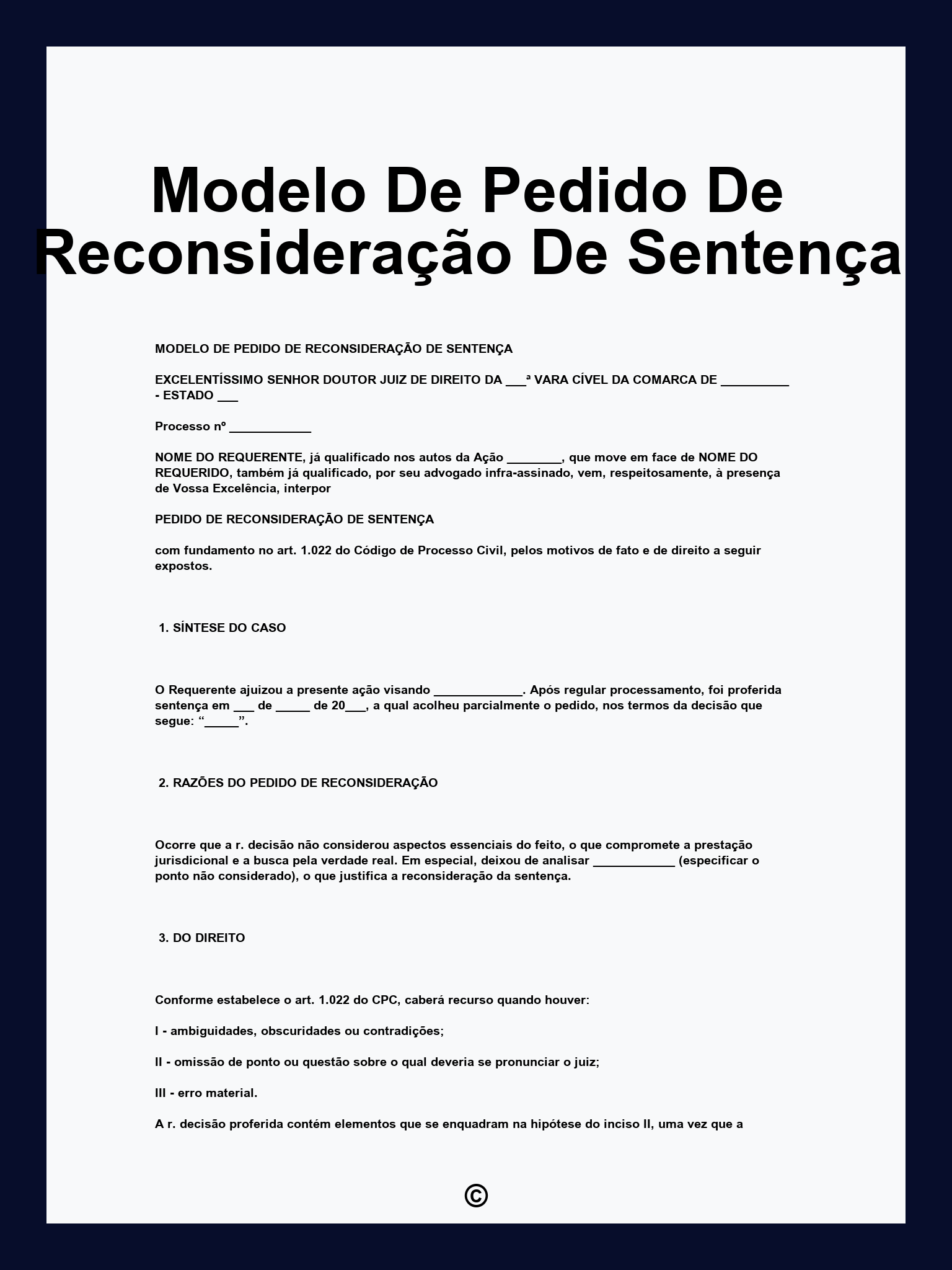 Modelo De Pedido De Reconsideração De Sentença