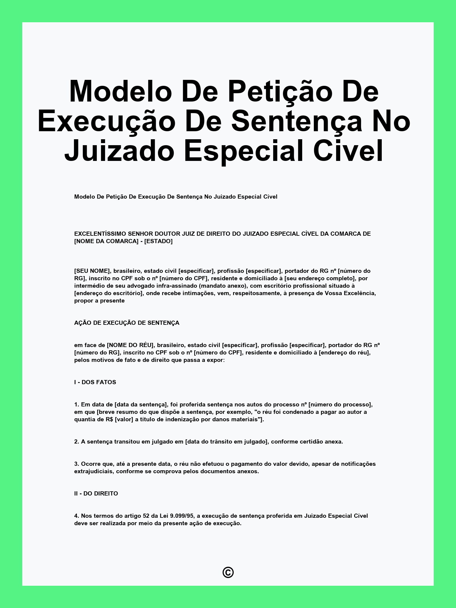 Modelo De Petição De Execução De Sentença No Juizado Especial Civel