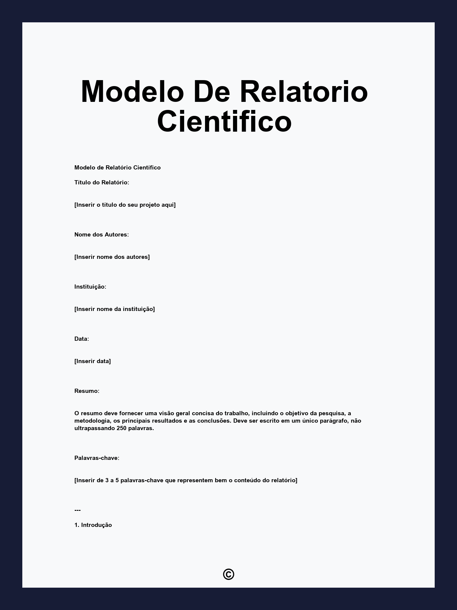 Modelo De Relatorio Cientifico