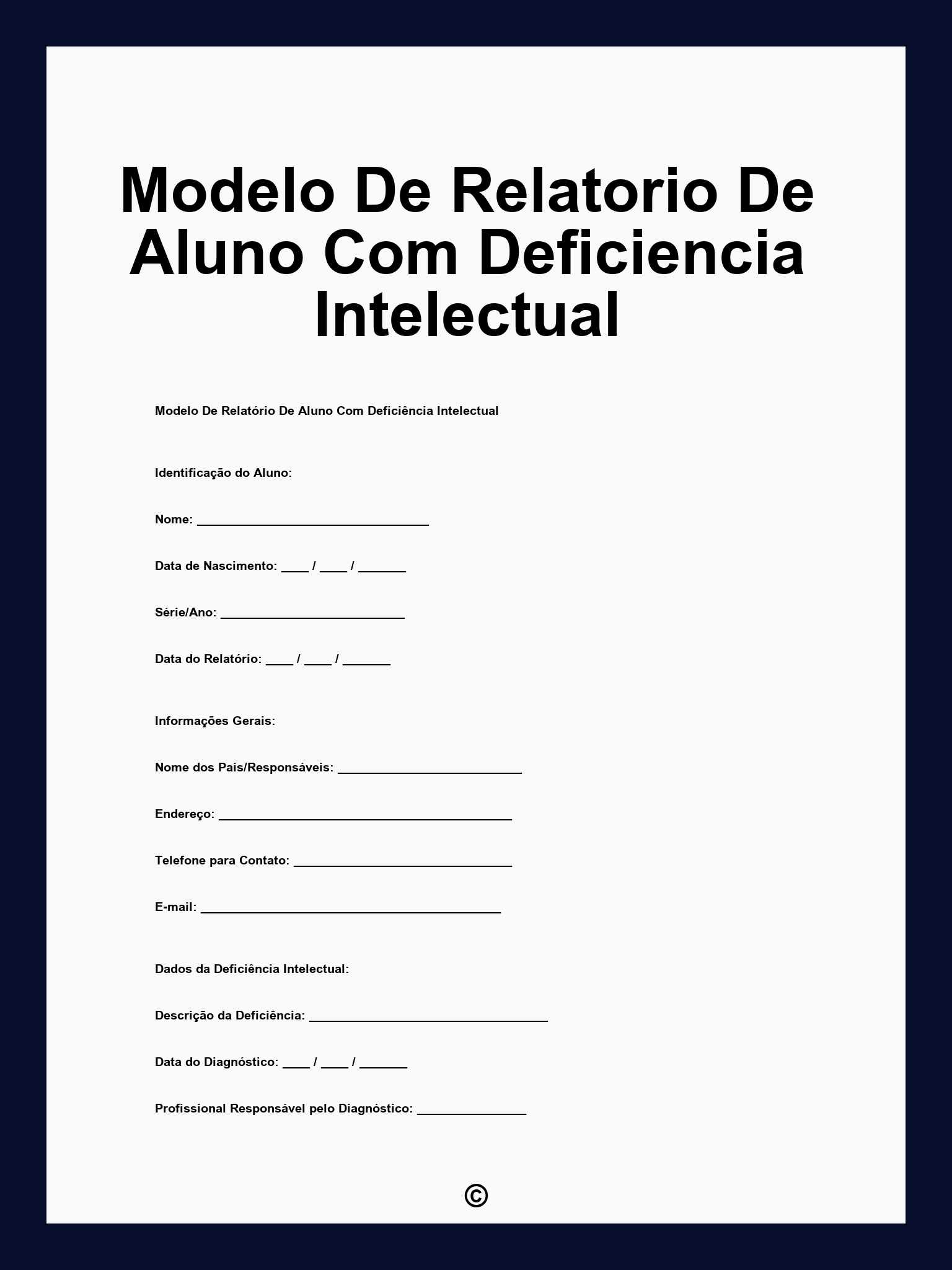 Modelo De Relatorio De Aluno Com Deficiencia Intelectual