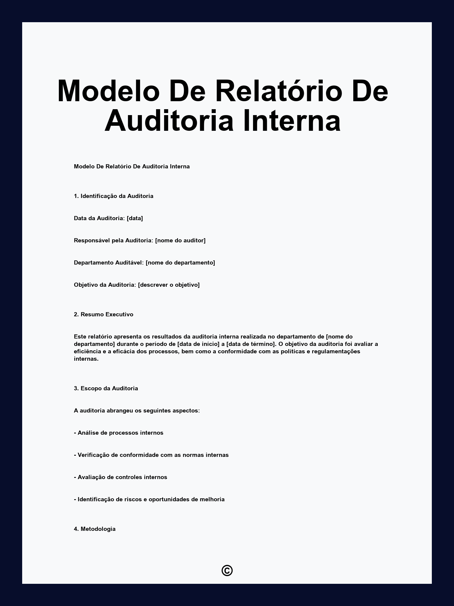 Modelo De Relatório De Auditoria Interna