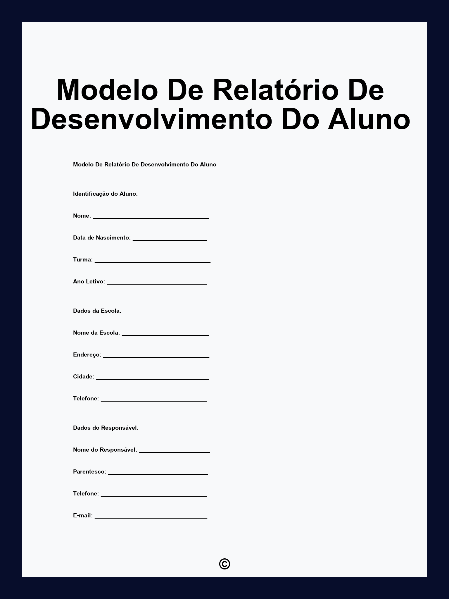 Modelo De Relatório De Desenvolvimento Do Aluno