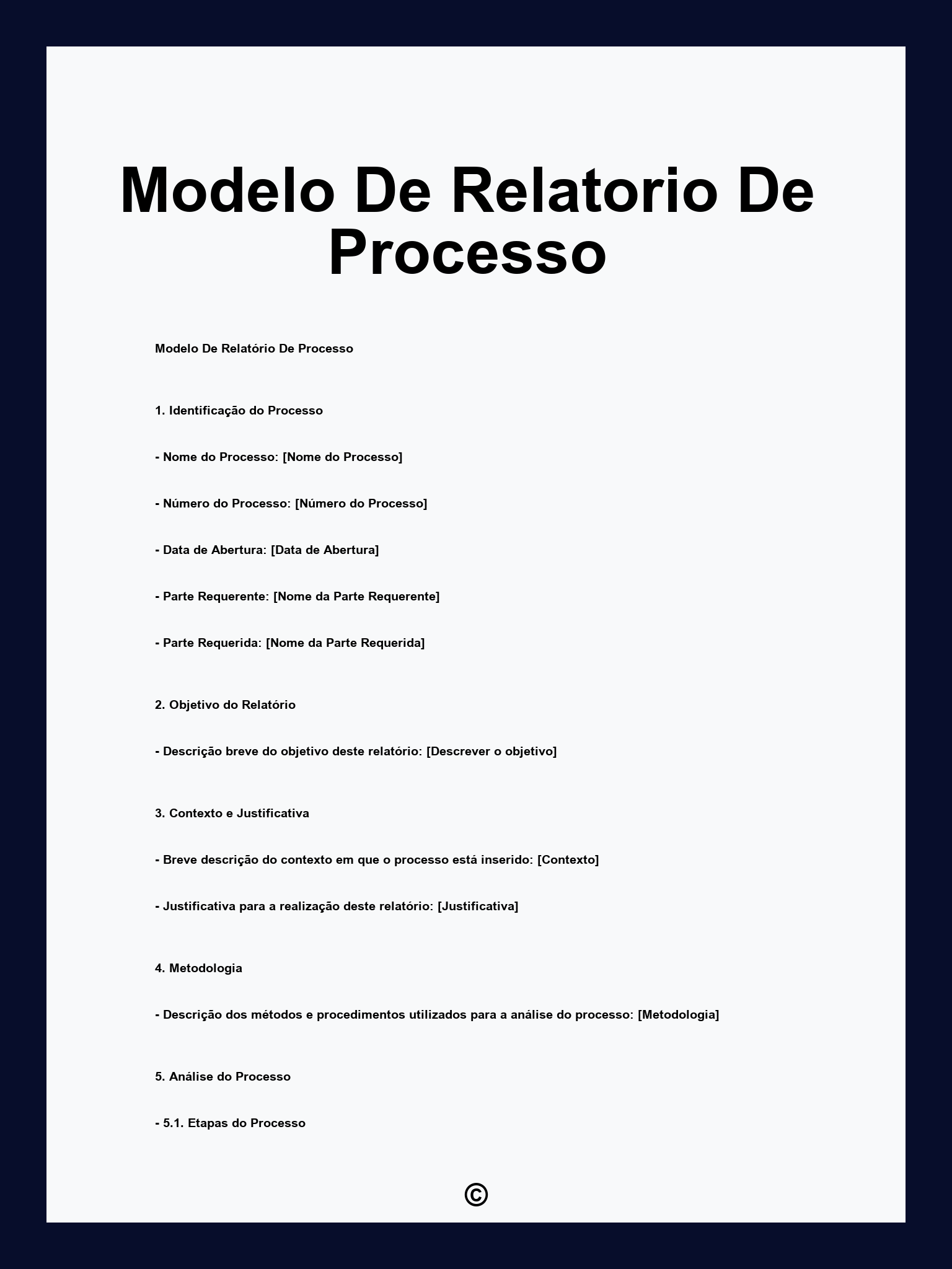 Modelo De Relatorio De Processo