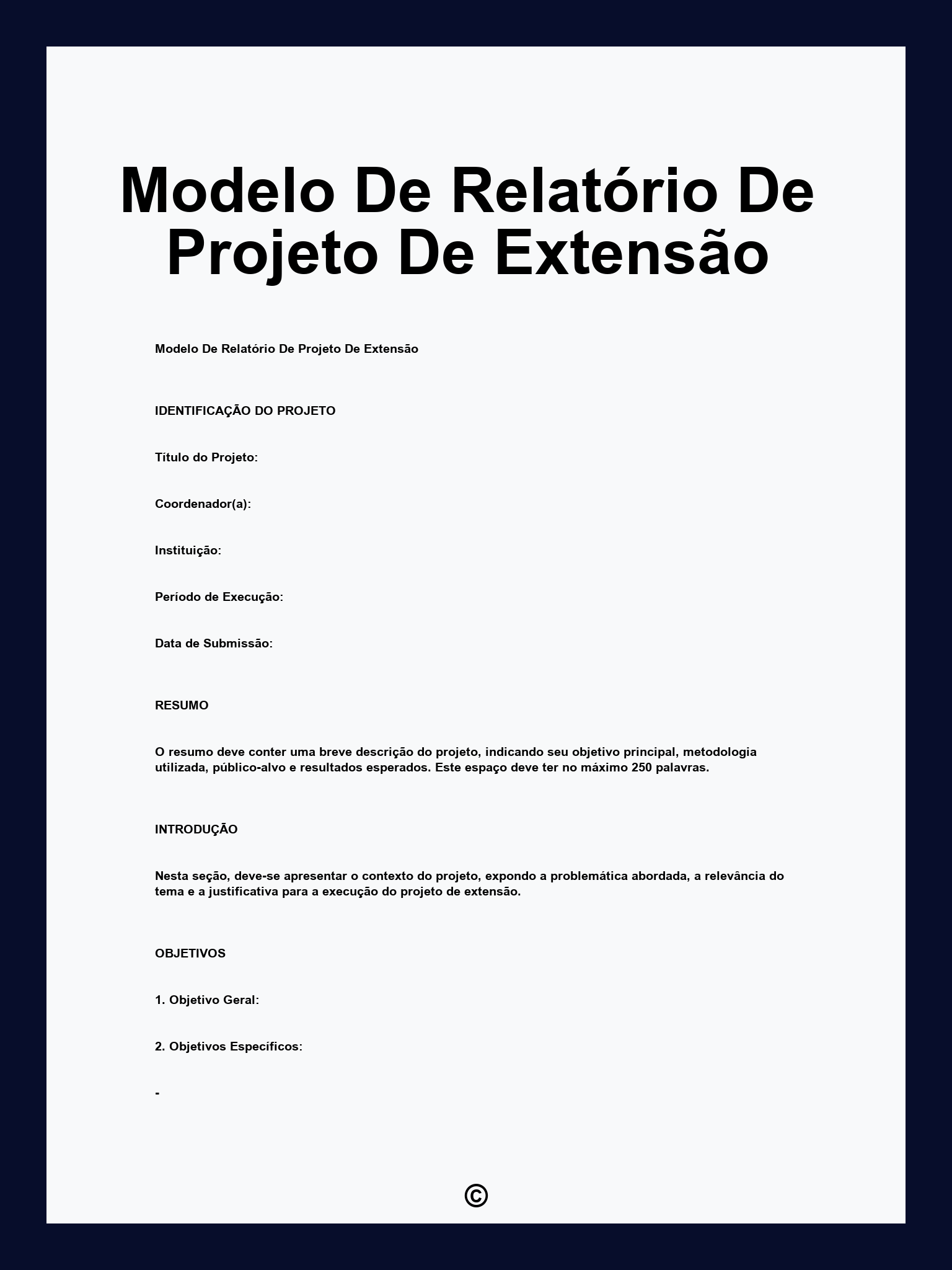 Modelo De Relatório De Projeto De Extensão