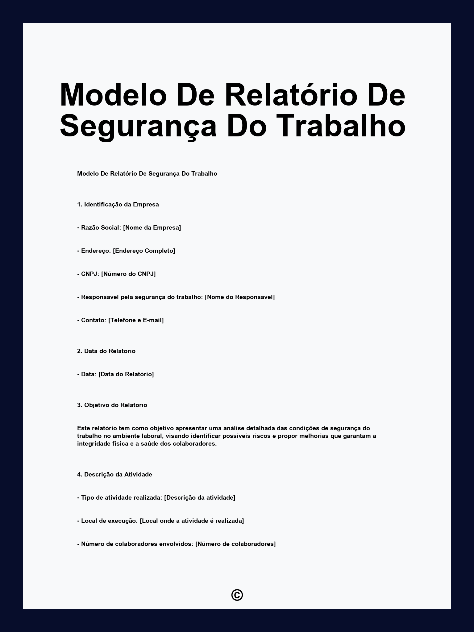 Modelo De Relatório De Segurança Do Trabalho
