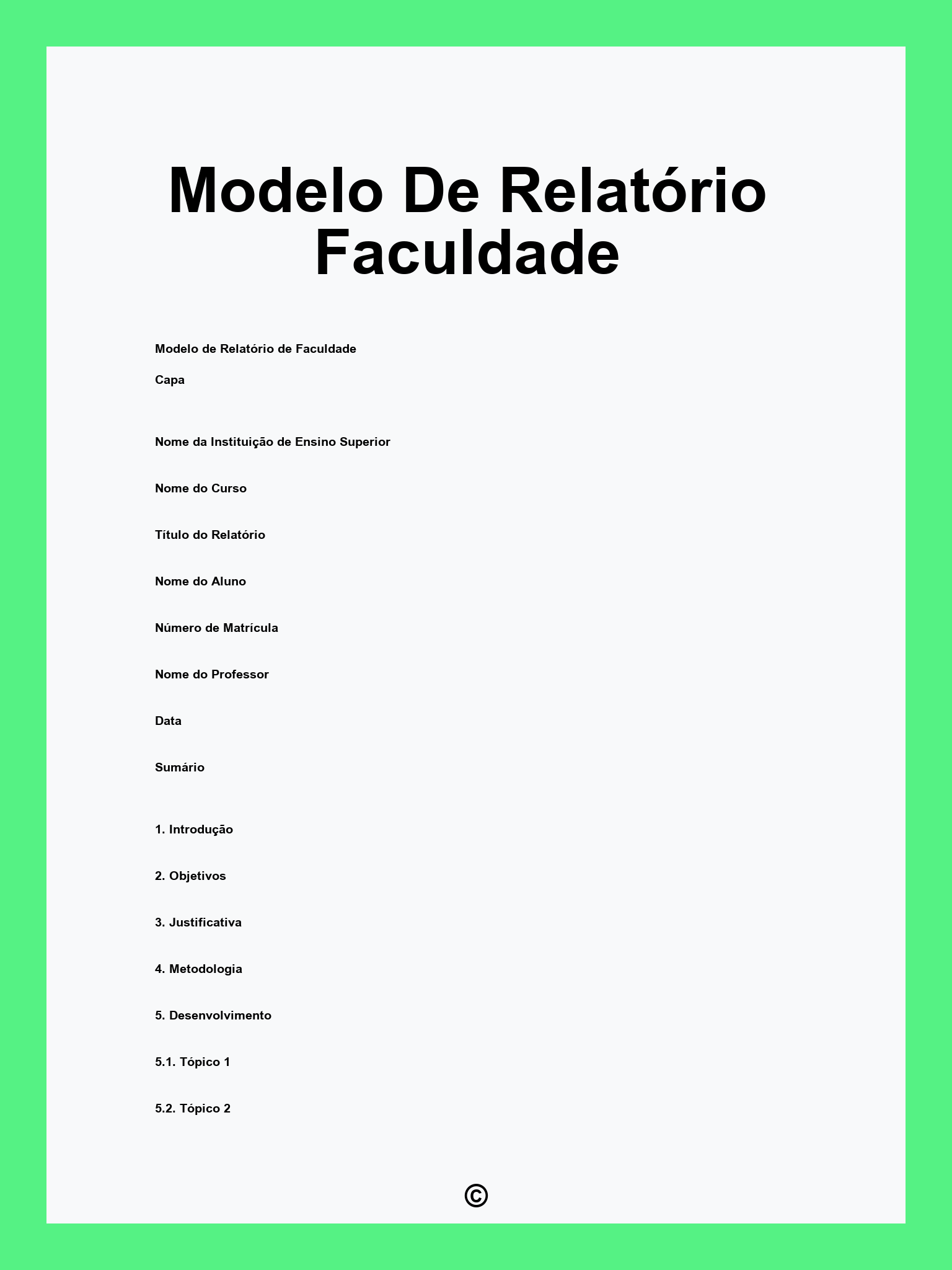 Modelo De Relatório Faculdade