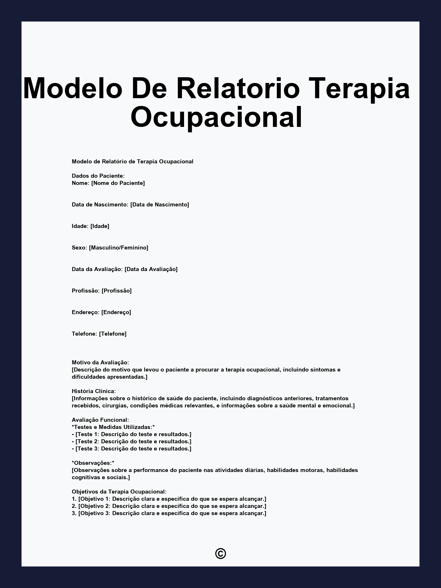 Modelo De Relatorio Terapia Ocupacional