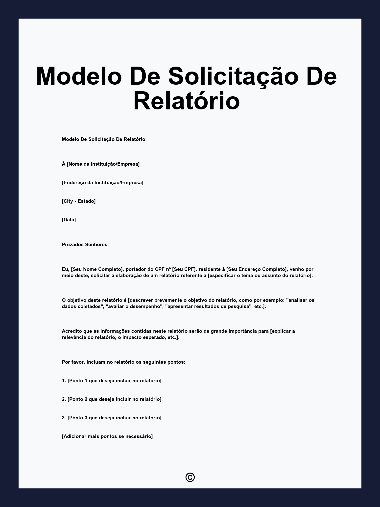 Modelo De Solicitação De Relatório