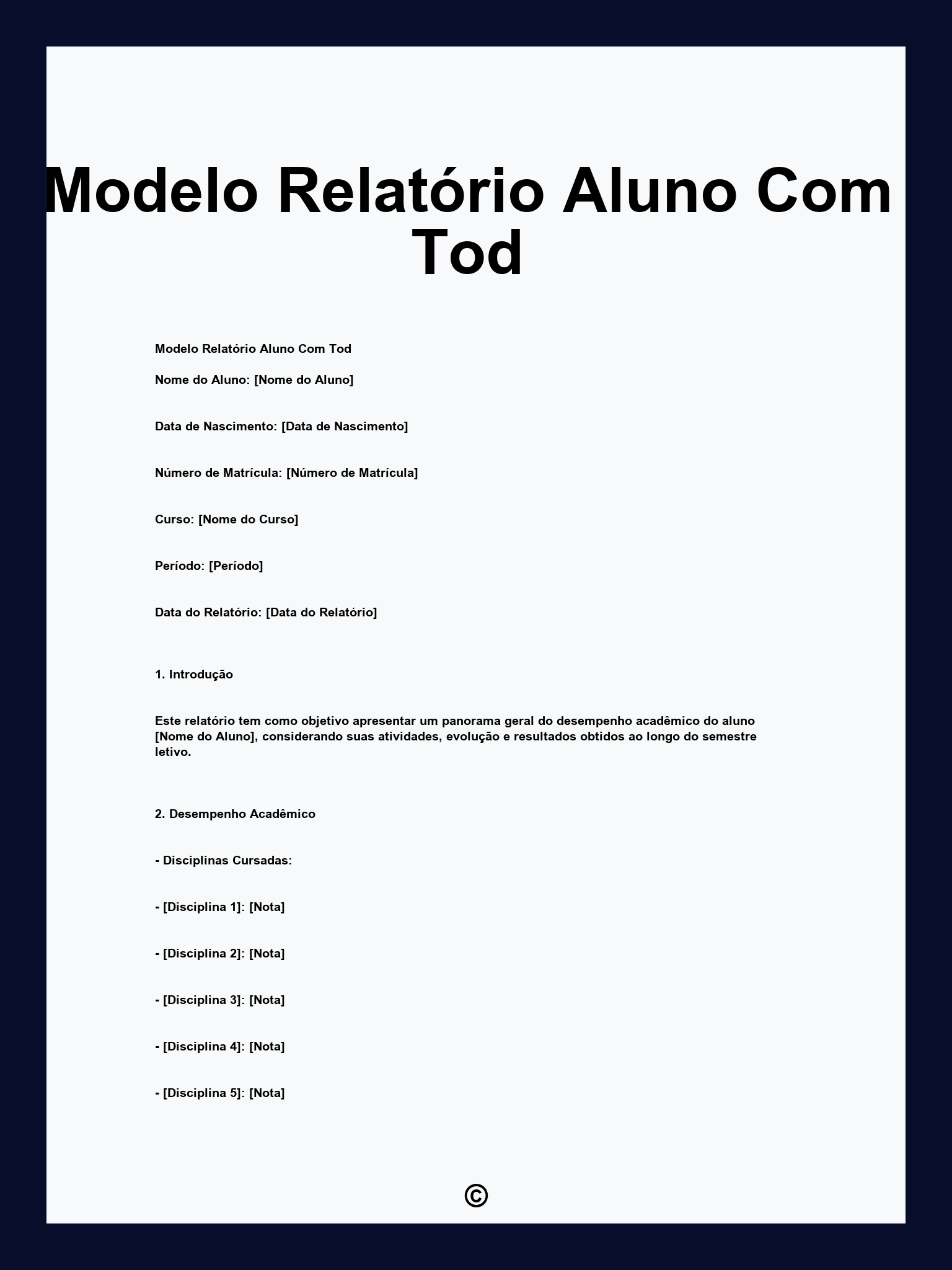 Modelo Relatório Aluno Com Tod