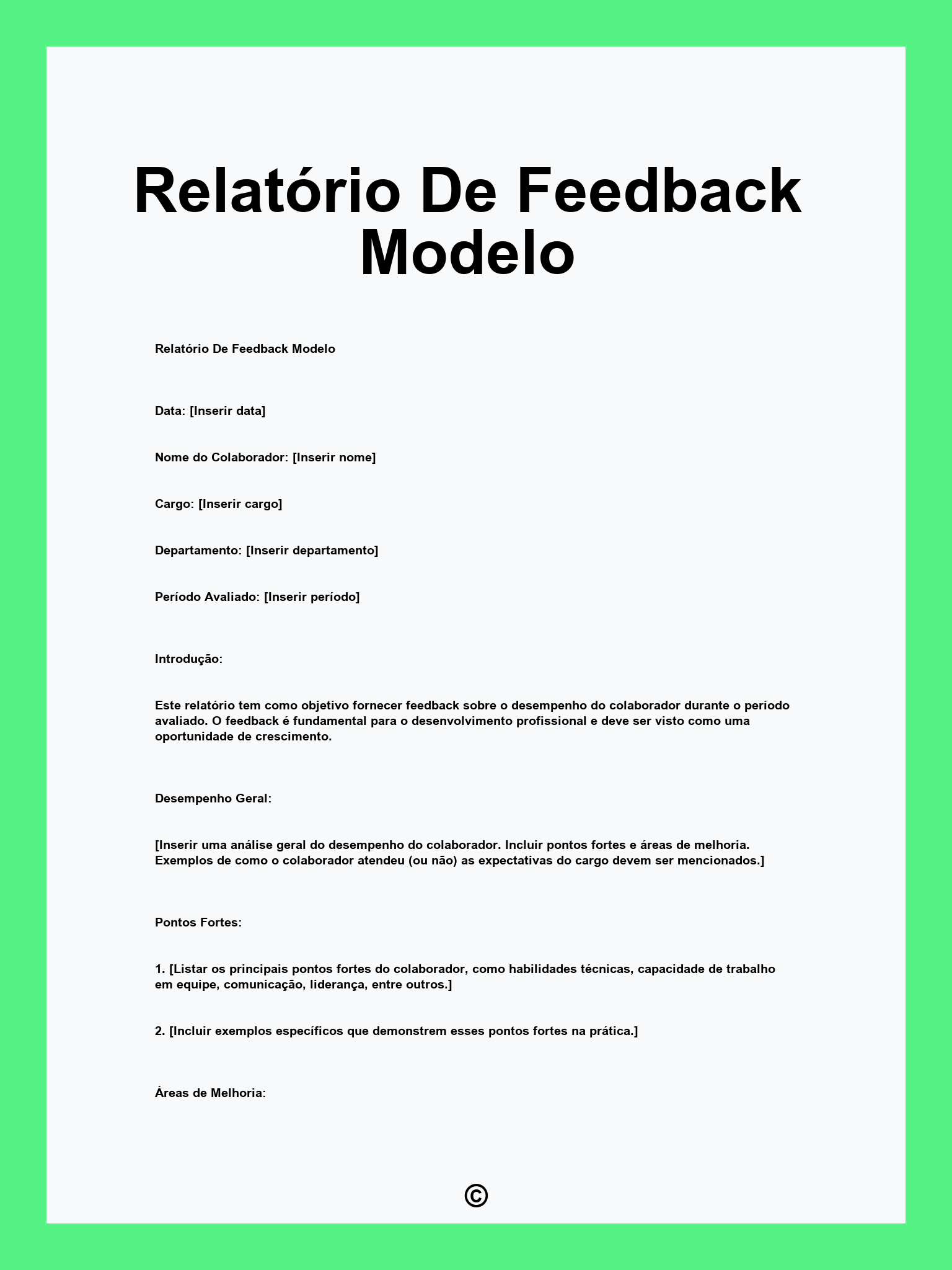Relatório De Feedback Modelo