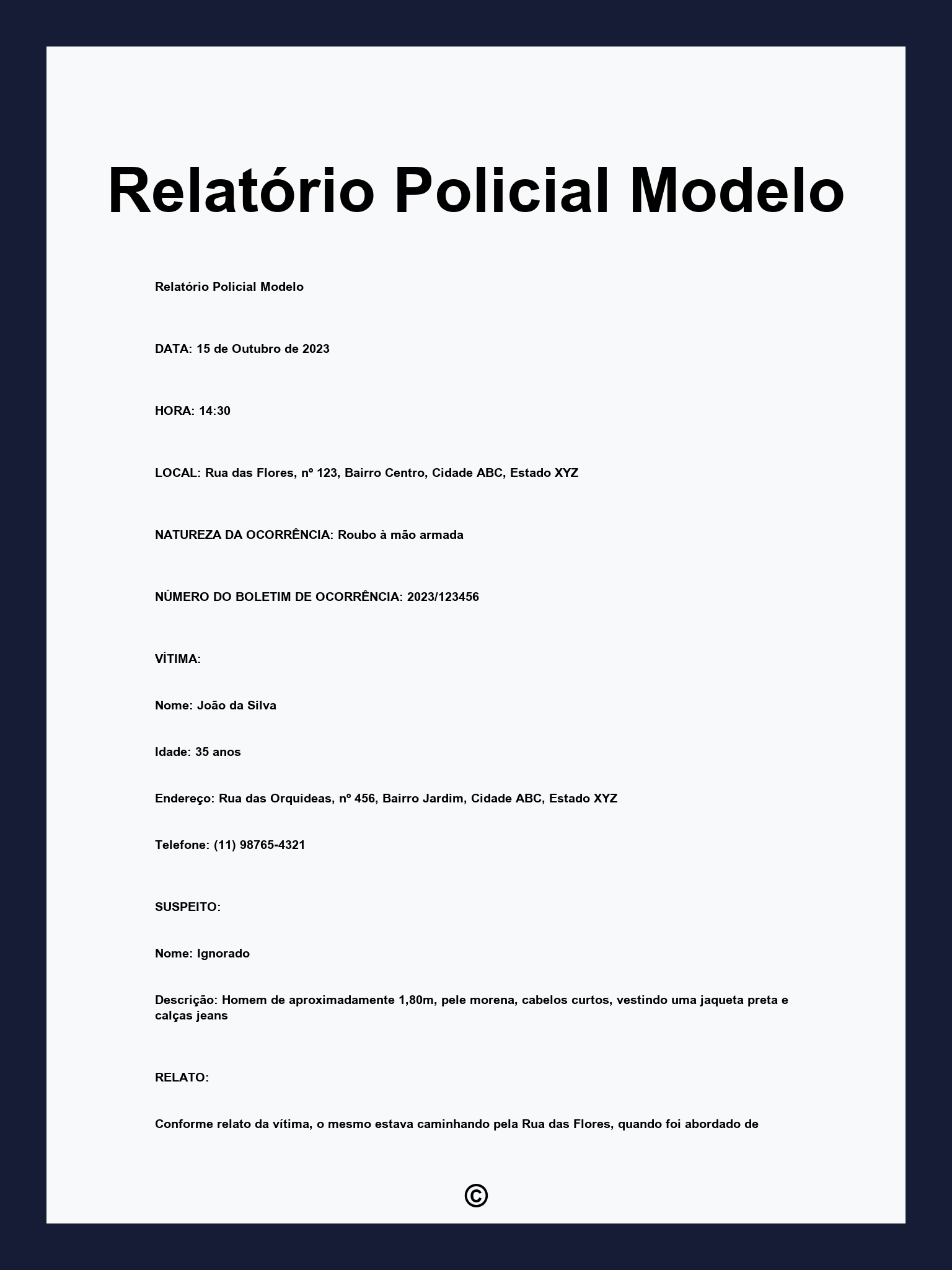 Relatório Policial Modelo